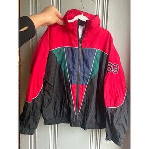 Size 7 Boys ‘Fast Moves’ Vintage Windbreaker Jacket Colorblock Full Zip Retro